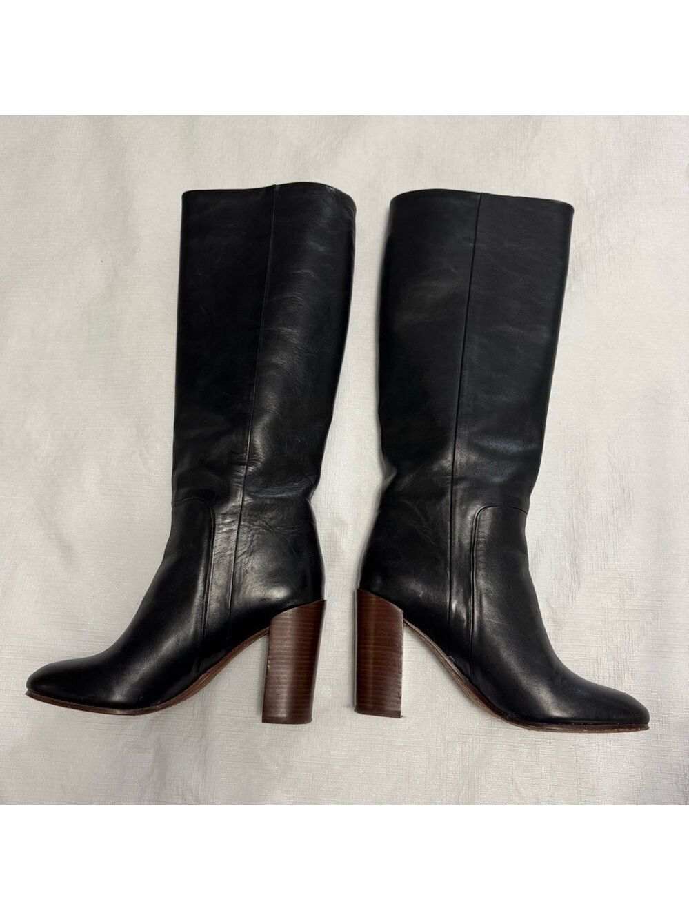 Lands' End Black Leather Heeled Boots size 6